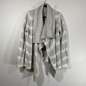 Pixley Womens XL Sweater White Gray Angora Cashmere Blend Open Front Knit